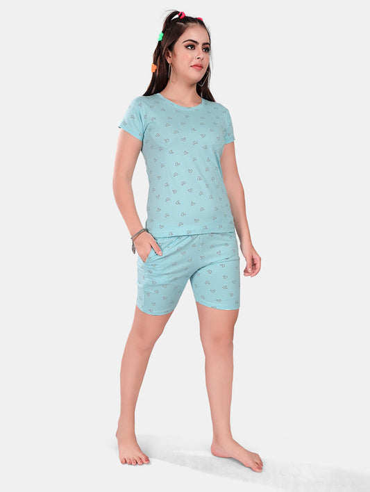 AQUA HEART SHORT CO-ORD SET