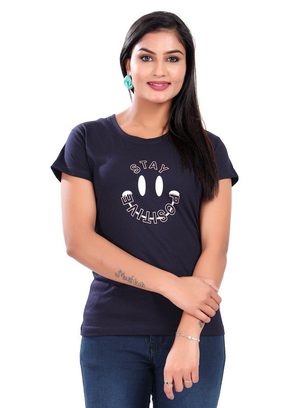 NAVY STAY POSITIVE T-SHIRT