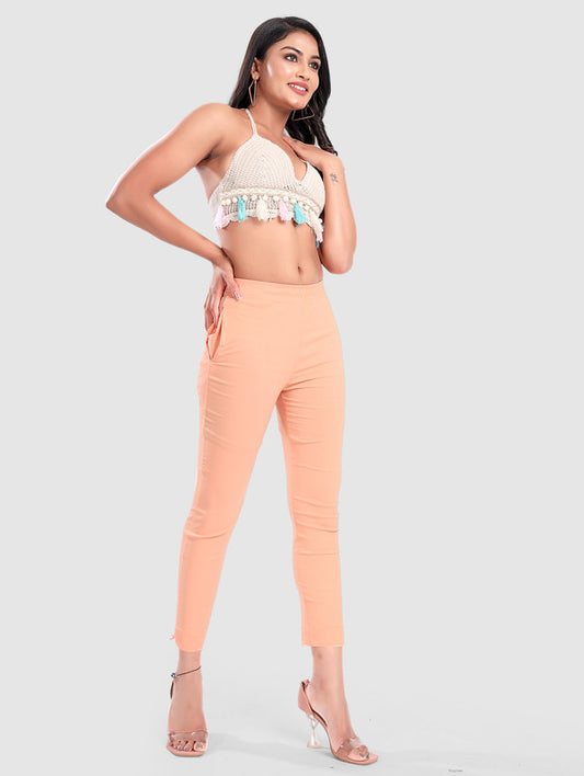 TWILL LYCRA PANT - PASTEL ORANGE