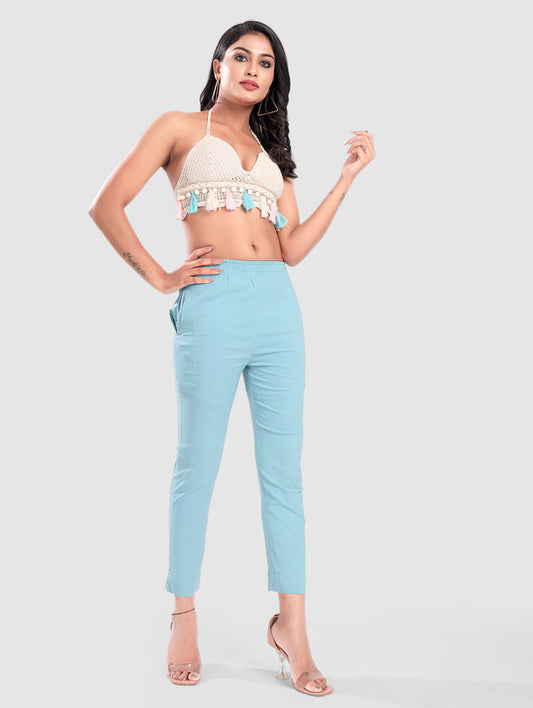 TWILL LYCRA PANT - PASTEL LIGHT  BLUE