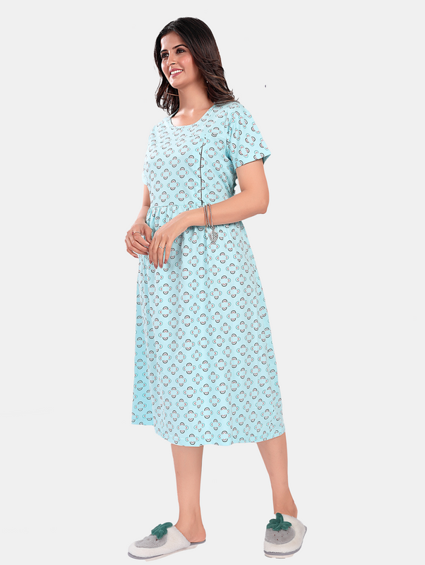 PLUS SIGN PRINTED MATERNITY GOWN