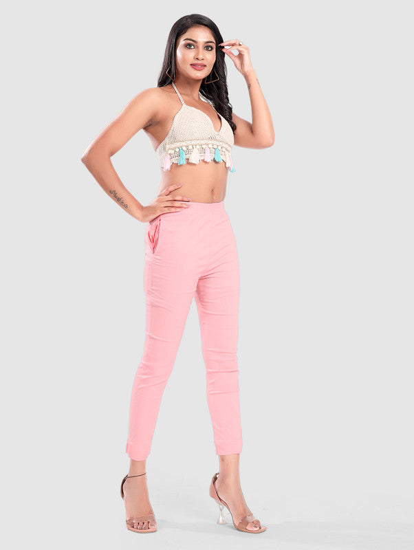 TWILL LYCRA PANT - BABY PINK