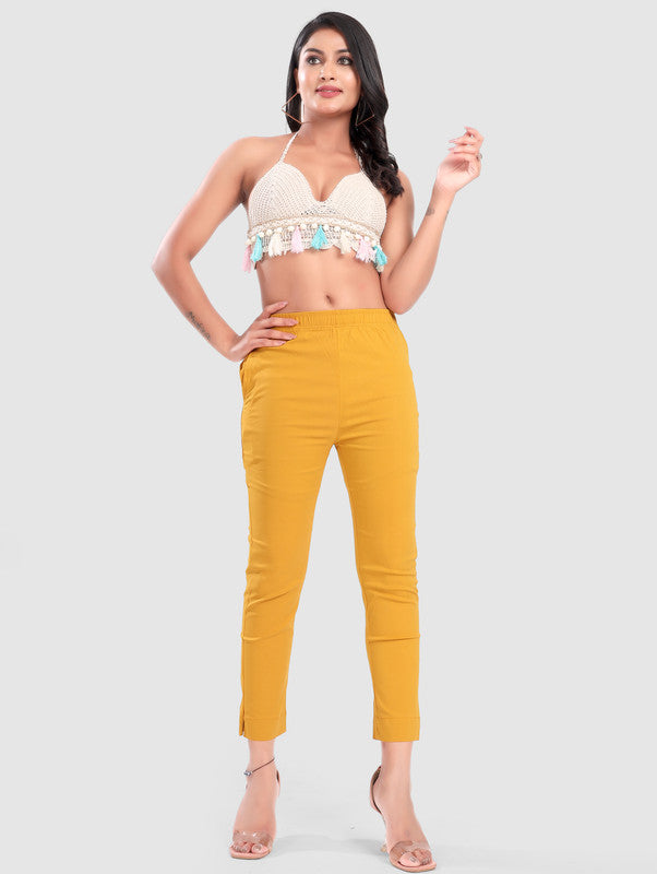 TWILL LYCRA PANT - MUSTARD