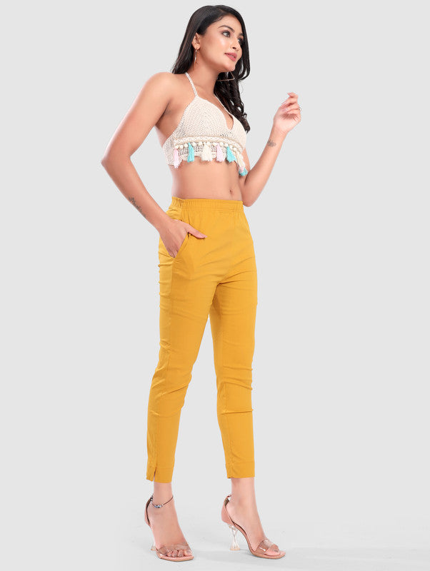 TWILL LYCRA PANT - MUSTARD