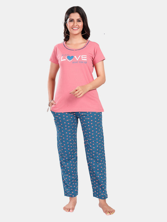 PINK LOVE HEART LOUNGE WEAR