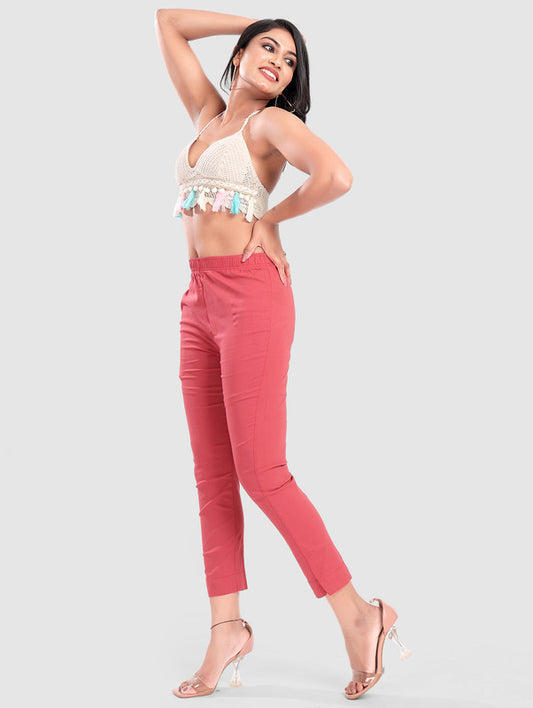 TWILL LYCRA PANT - CORAL