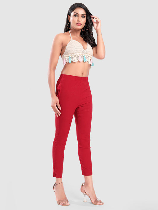 TWILL LYCRA PANT - MAROON