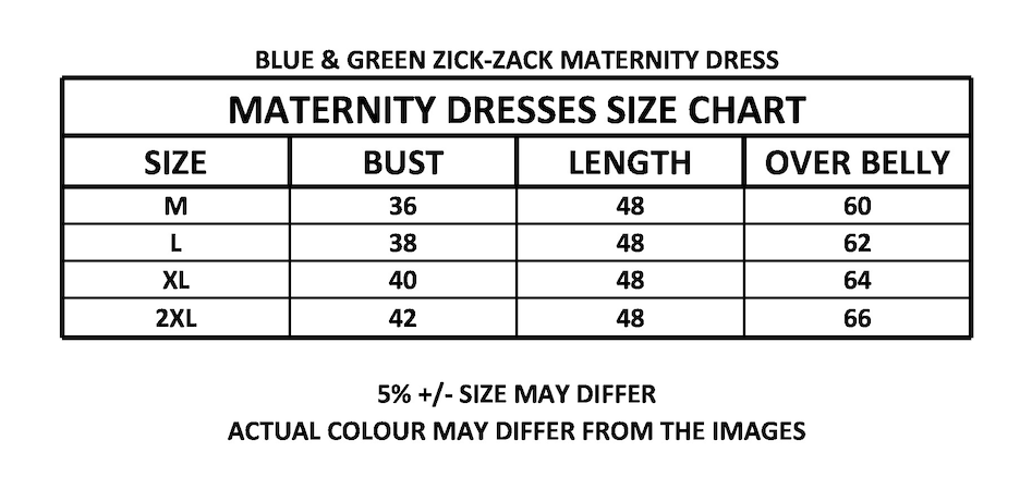 BLUE & GREEN ZICK-ZACK MATERNITY DRESS