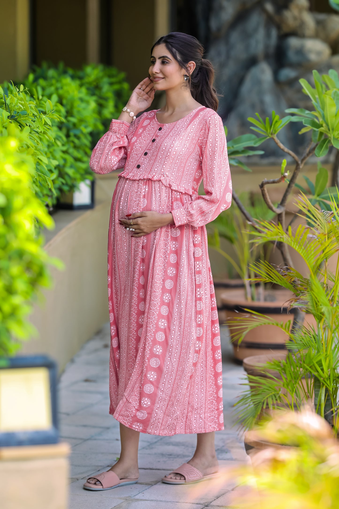 PASTEL PINK BUTTA MATERNITY DRESS