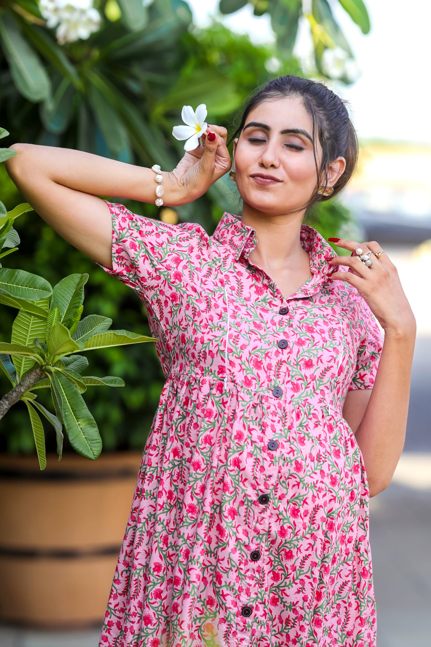 PINK FLORAL MATERNITY DRESS