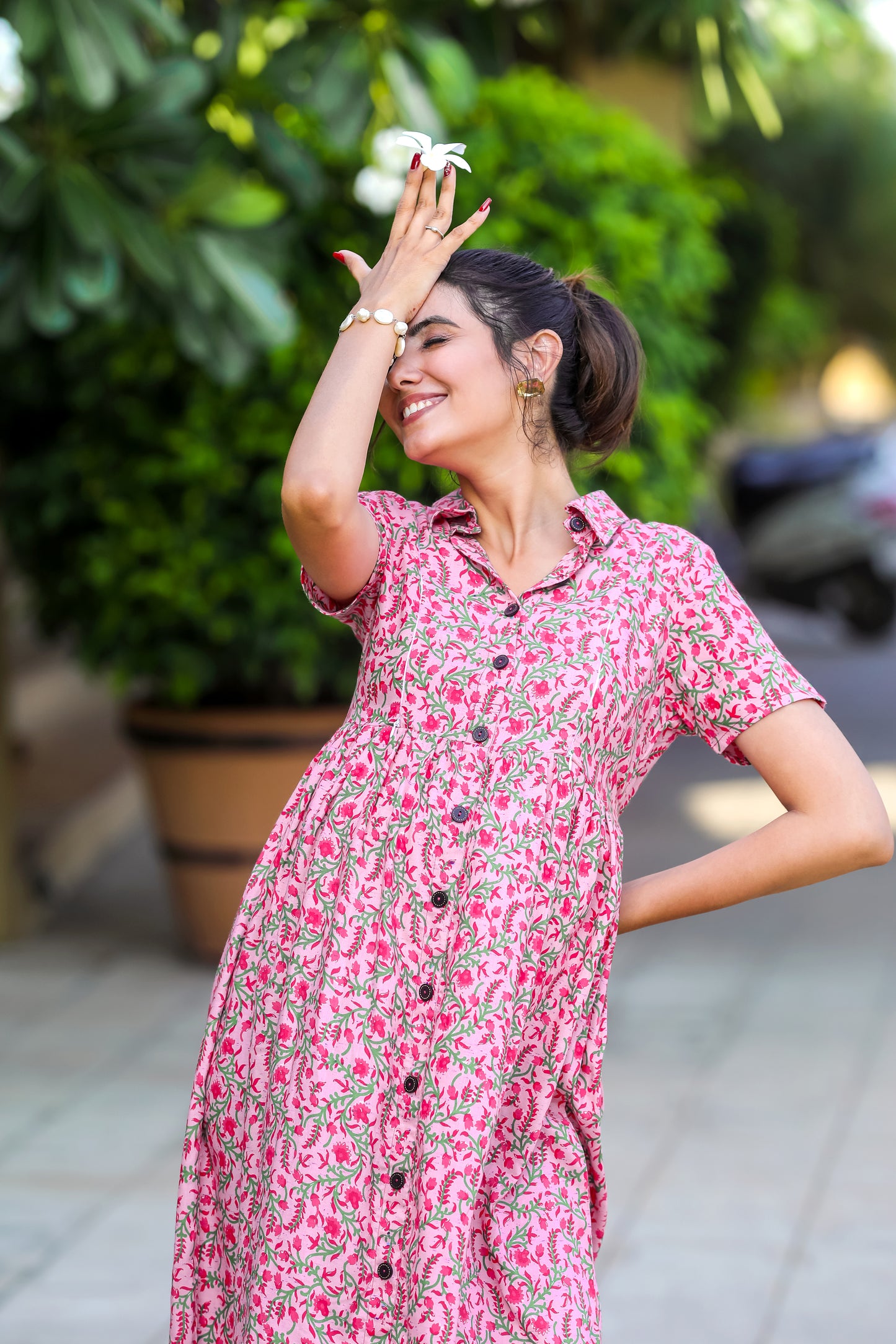 PINK FLORAL MATERNITY DRESS