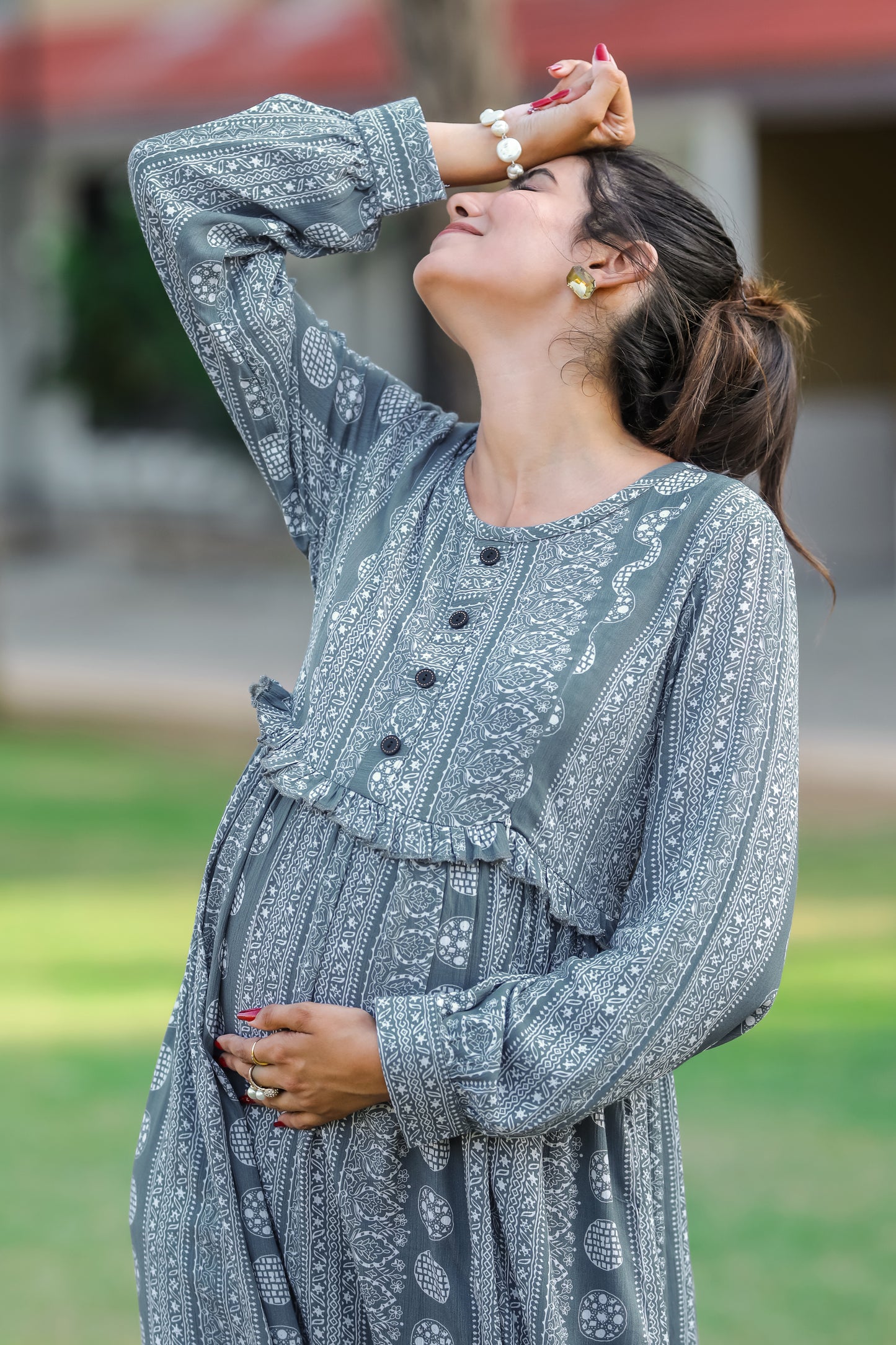 GREY BUTTA MATERNITY DRESS