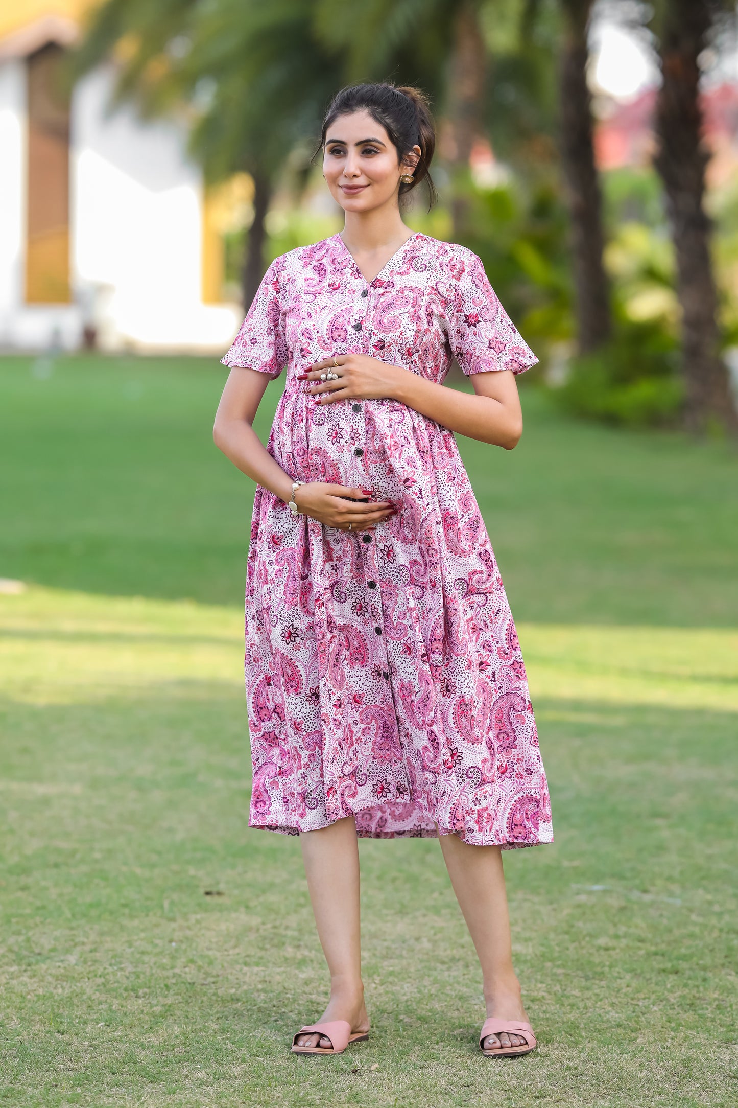 ALL OVER PRINT MATERNITY DRESS