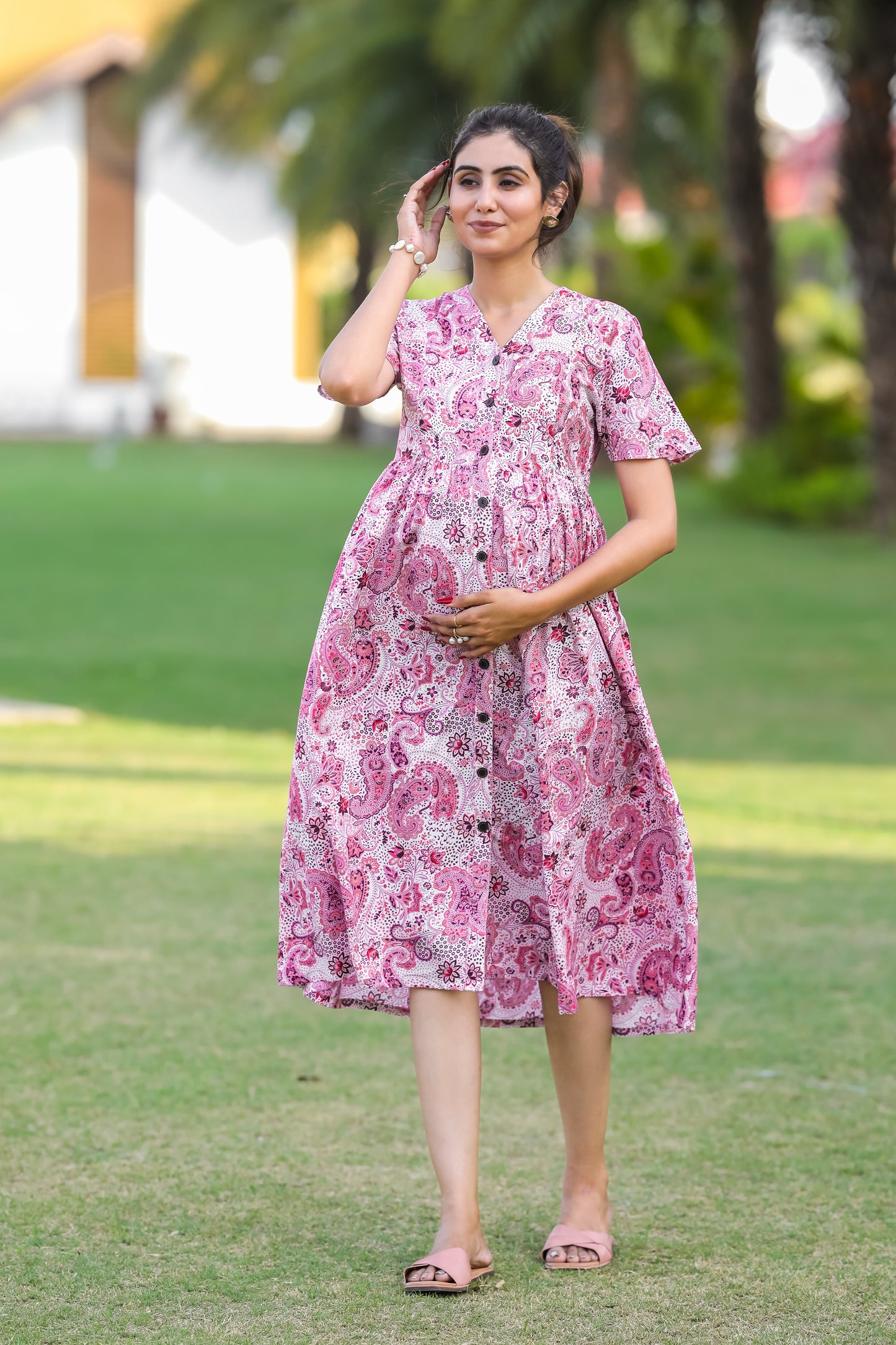 ALL OVER PRINT MATERNITY DRESS