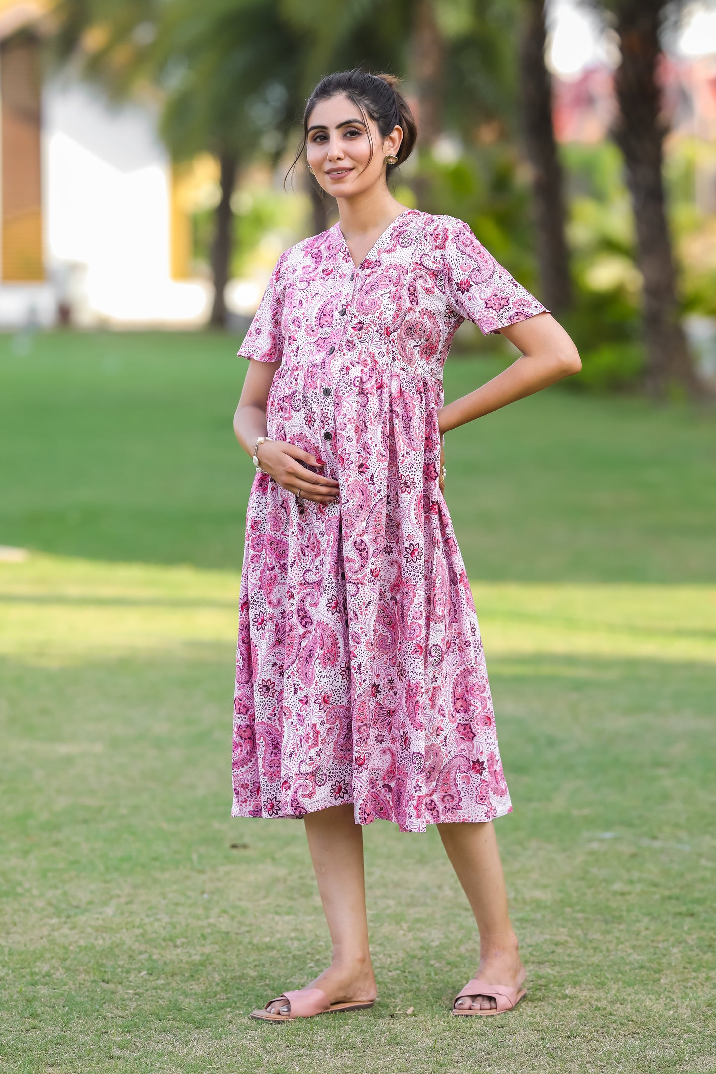 ALL OVER PRINT MATERNITY DRESS