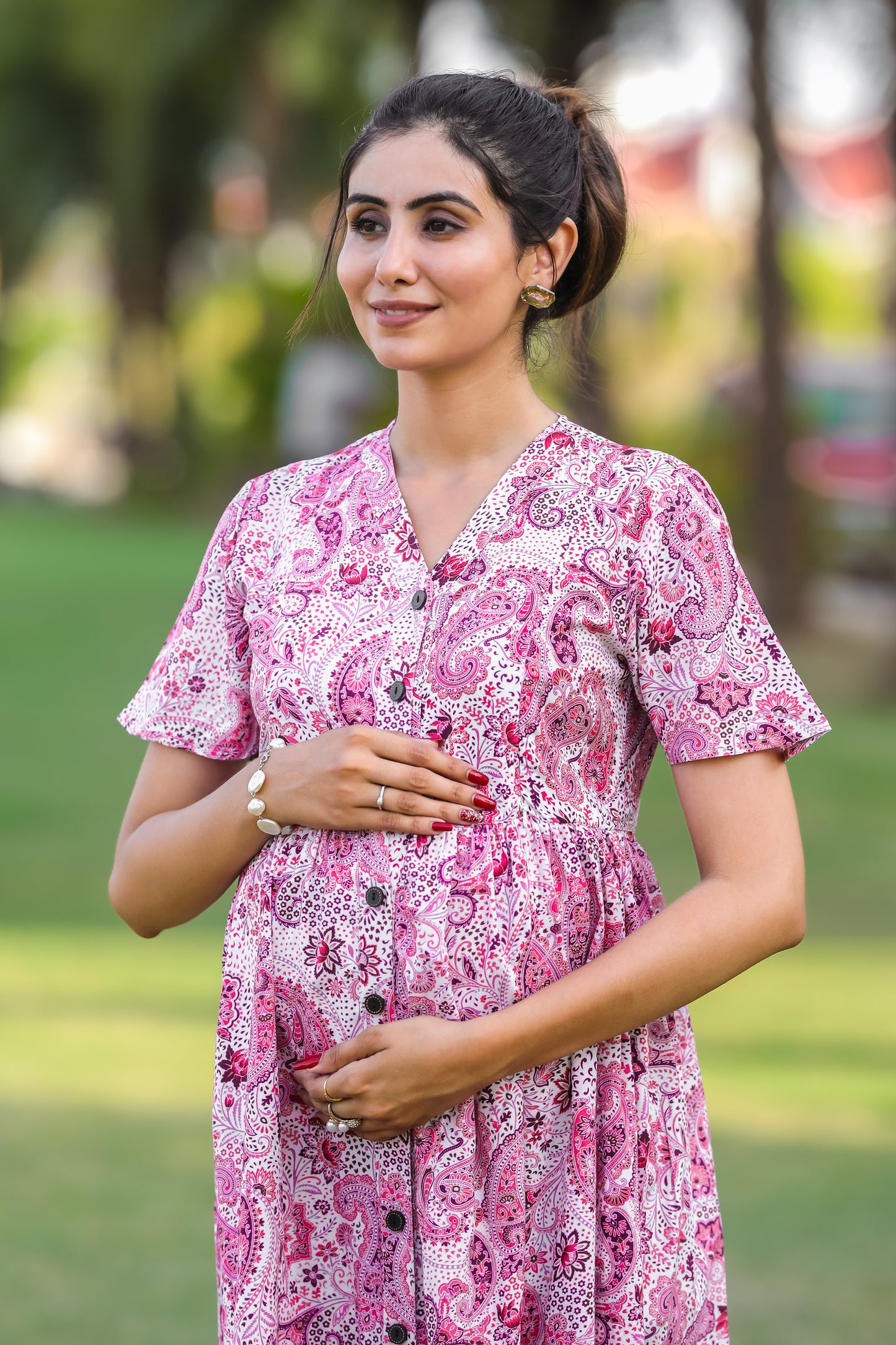 ALL OVER PRINT MATERNITY DRESS