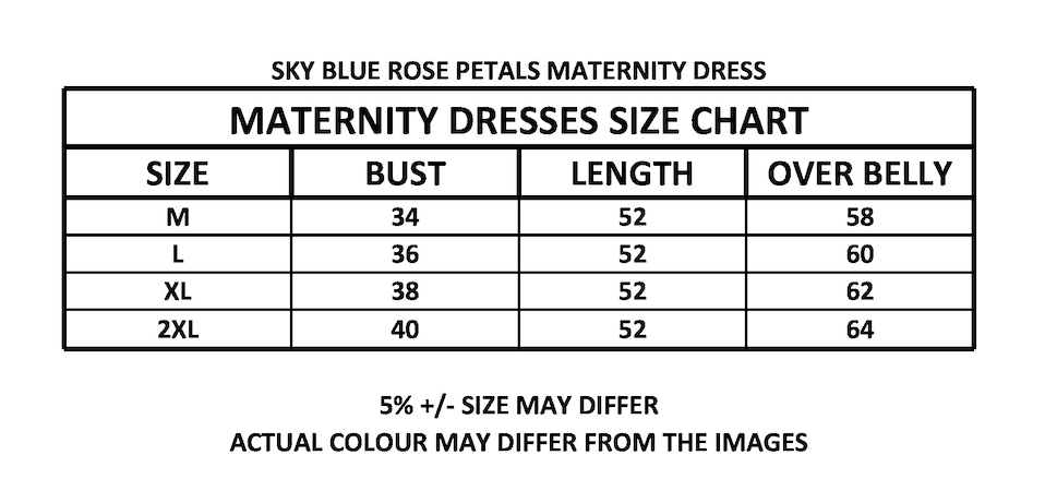 SKY BLUE ROSE PETALS MATERNITY DRESS