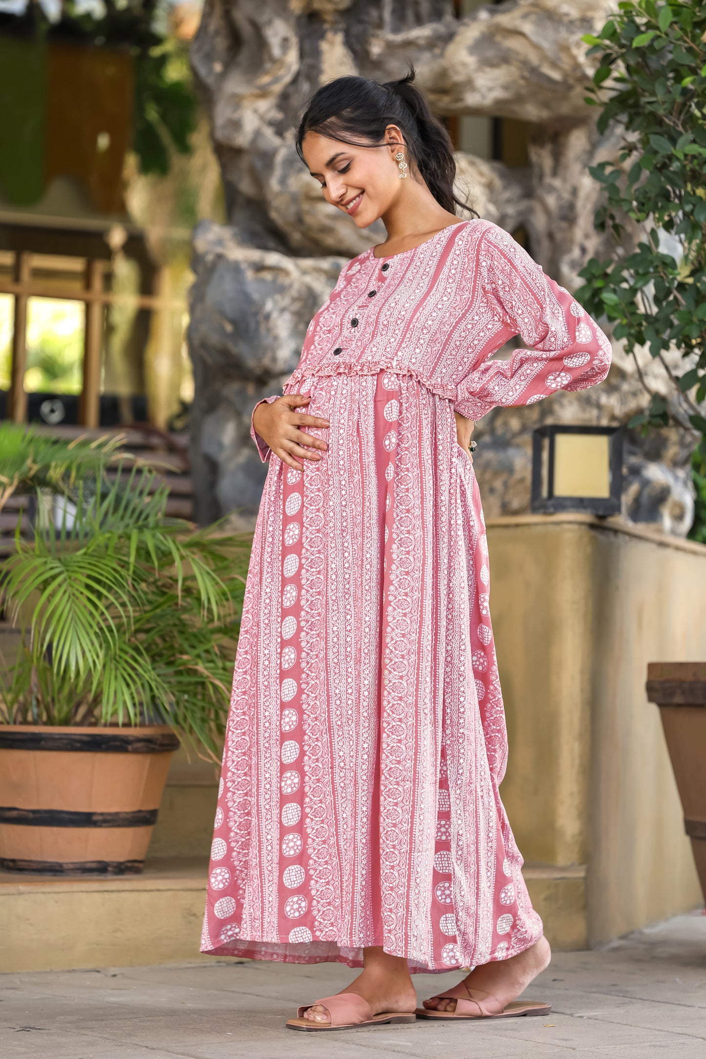 MINT PINK MATERNITY DRESS