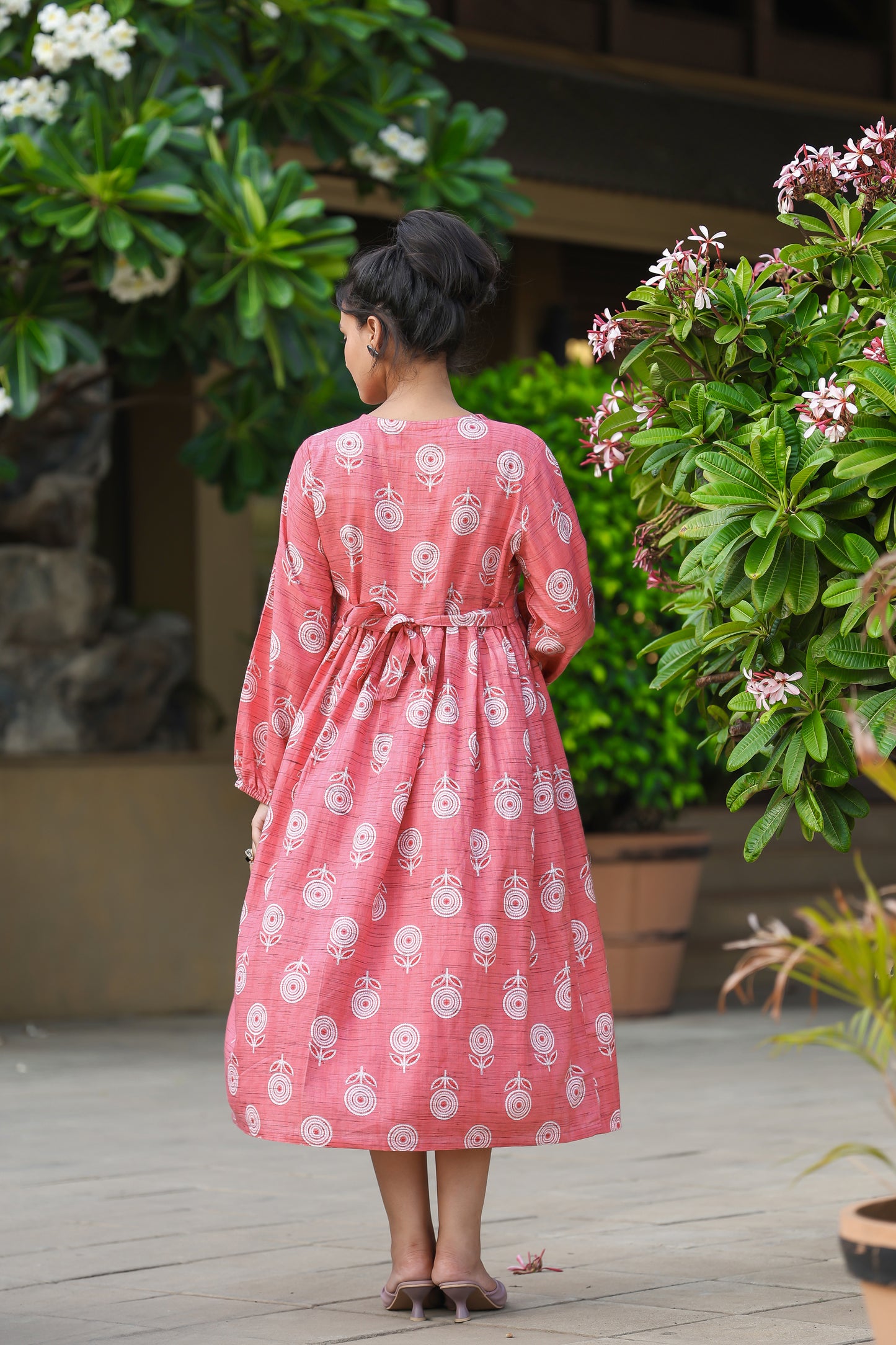 PINK FLOWERS MATERNITY DRESS