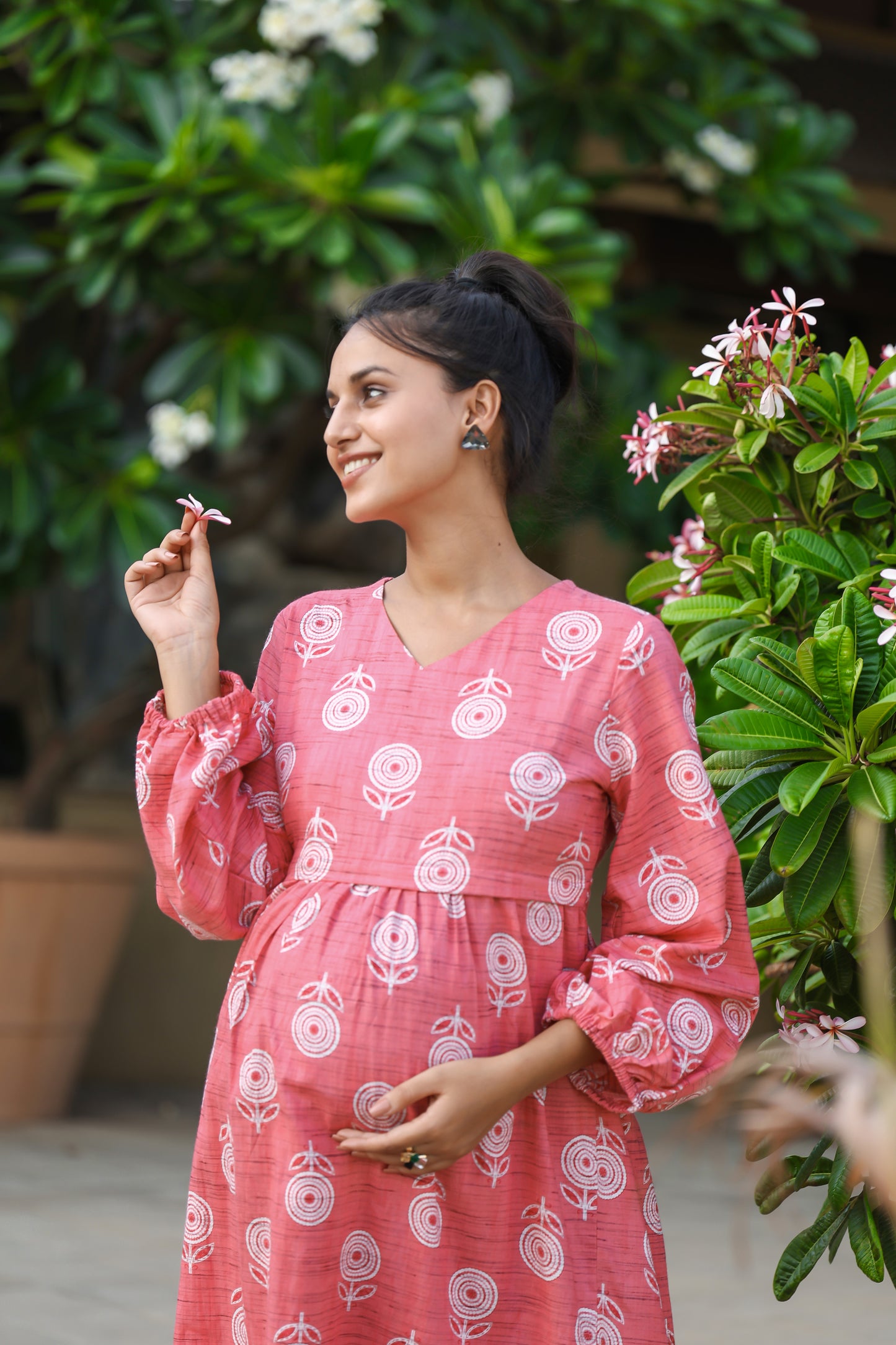 PINK FLOWERS MATERNITY DRESS