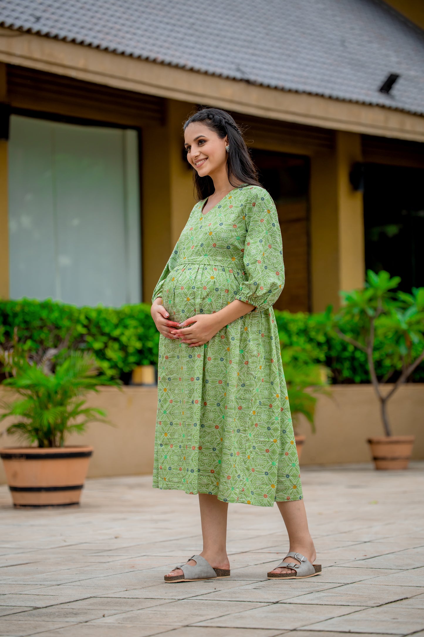 MAHENDI FLORAL MATERNITY DRESS