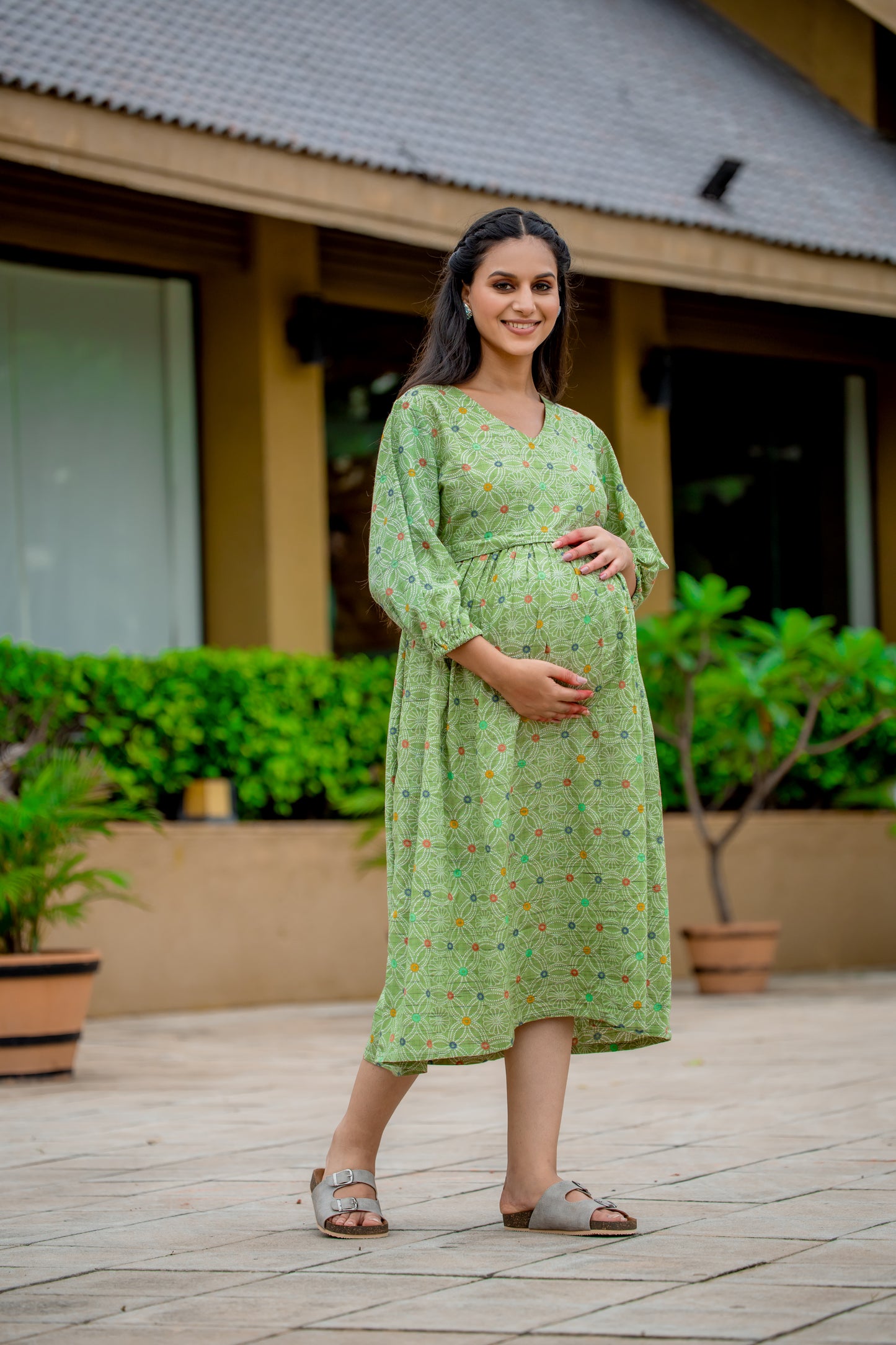 MAHENDI FLORAL MATERNITY DRESS