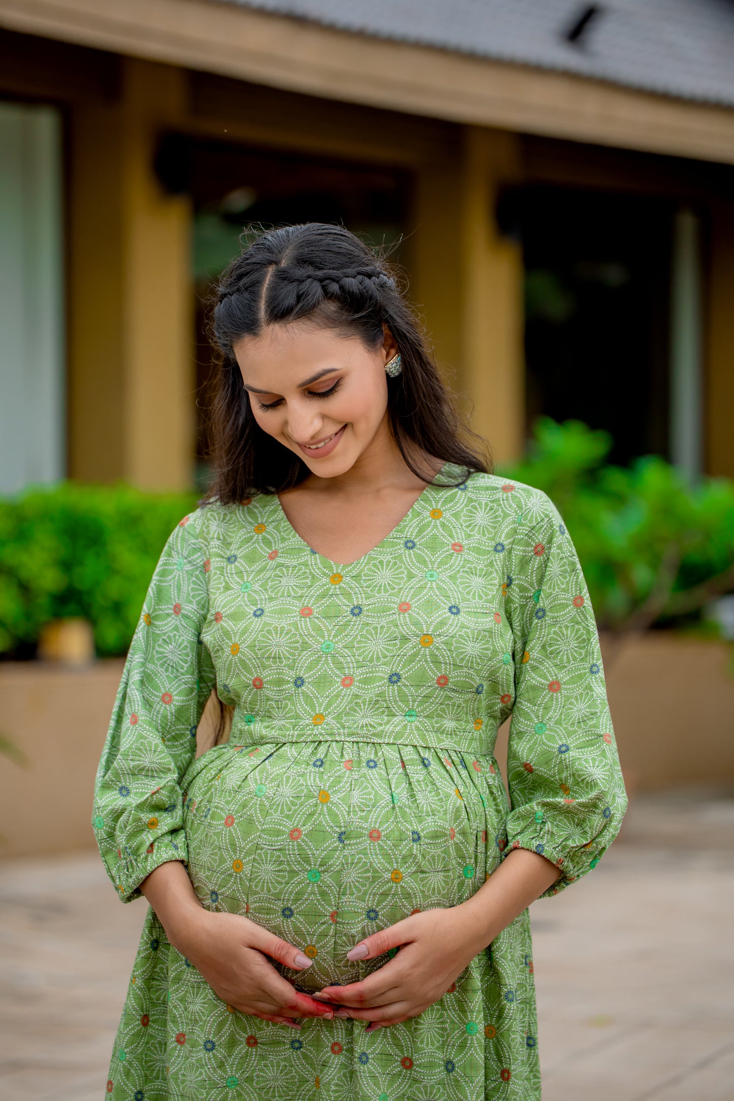 MAHENDI FLORAL MATERNITY DRESS