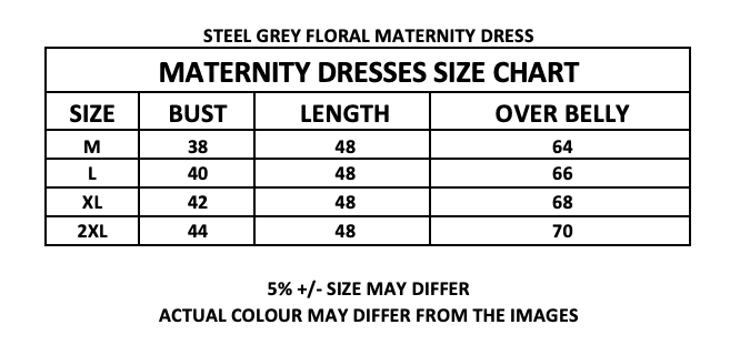 STEEL GREY FLORAL MATERNITY DRESS